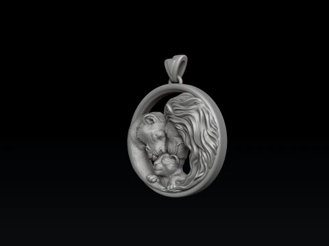 Модель Lions Family Pendant 3D print 3D Принт Модель