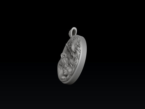 Lions Family Pendant 3D print model Modelo de impresión 3D