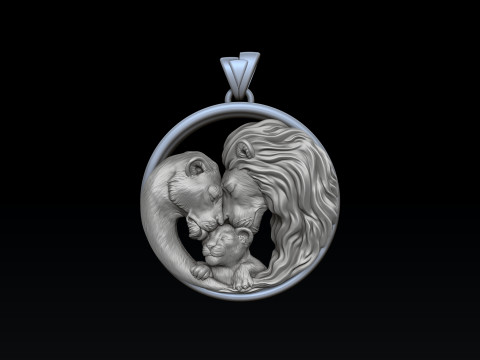 Lions Family Pendant 3D print model Modelo de impresión 3D