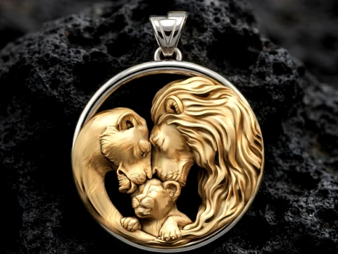 Aslan Ailesi Kolye 3D baskı modeli 3D Baskı Modeli