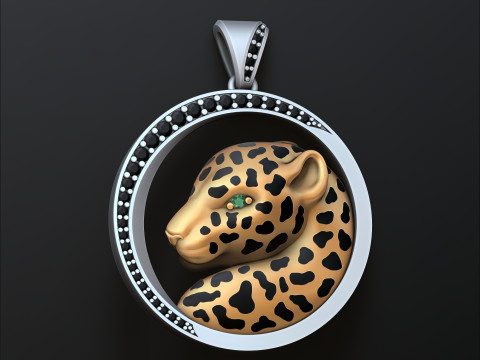 Pantere Pendant With Gems And Enamel 3D print model 3Dプリントモデル