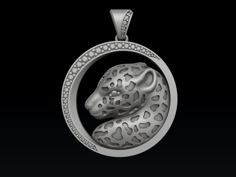 Pantere Pendant With Gems And Enamel 3D print model 3Dプリントモデル