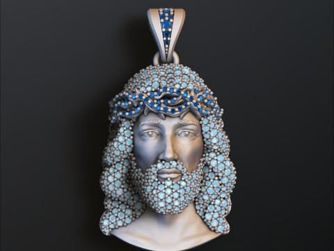 Jesus Pendant With Gems 3D print model 3Dプリントモデル