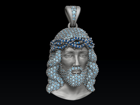Jesus Pendant With Gems 3D print model 3Dプリントモデル
