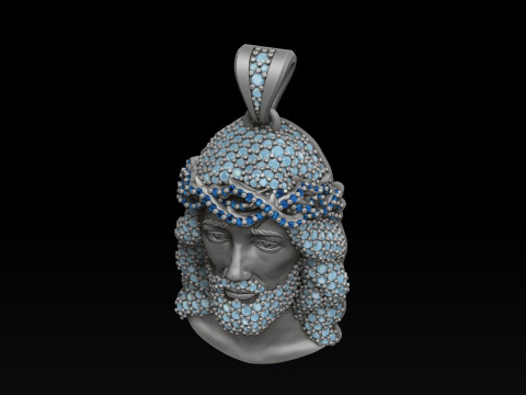 Jesus Pendant With Gems 3D print model 3Dプリントモデル