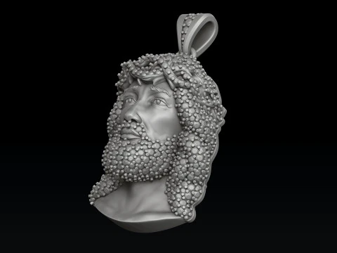Jesus Pendant With Gems 3D print model 3D Print Model