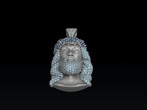Jesus Pendant With Gems 3D print model 3D Print Model