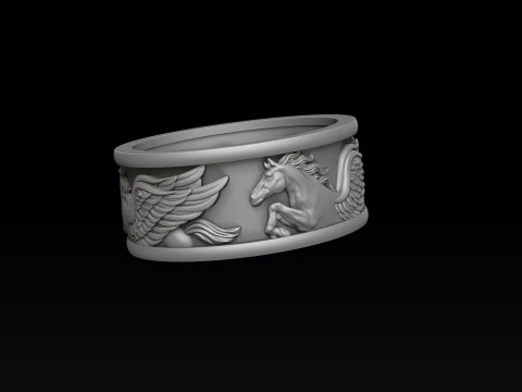 Pegasus Pendant Ring Collection 3D print model 3D Print Model