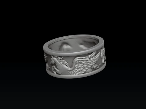 Pegasus Pendant Ring Collection 3D print model 3D Print Model
