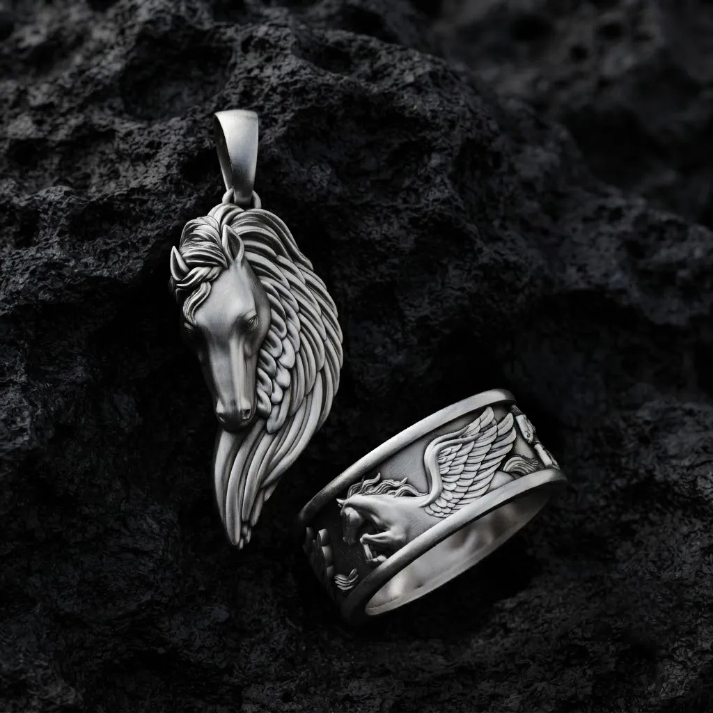 Pegasus Pendant Ring Collection 3D print model 3D Print Model .c4d .max .obj .3ds .fbx .stl .blend 