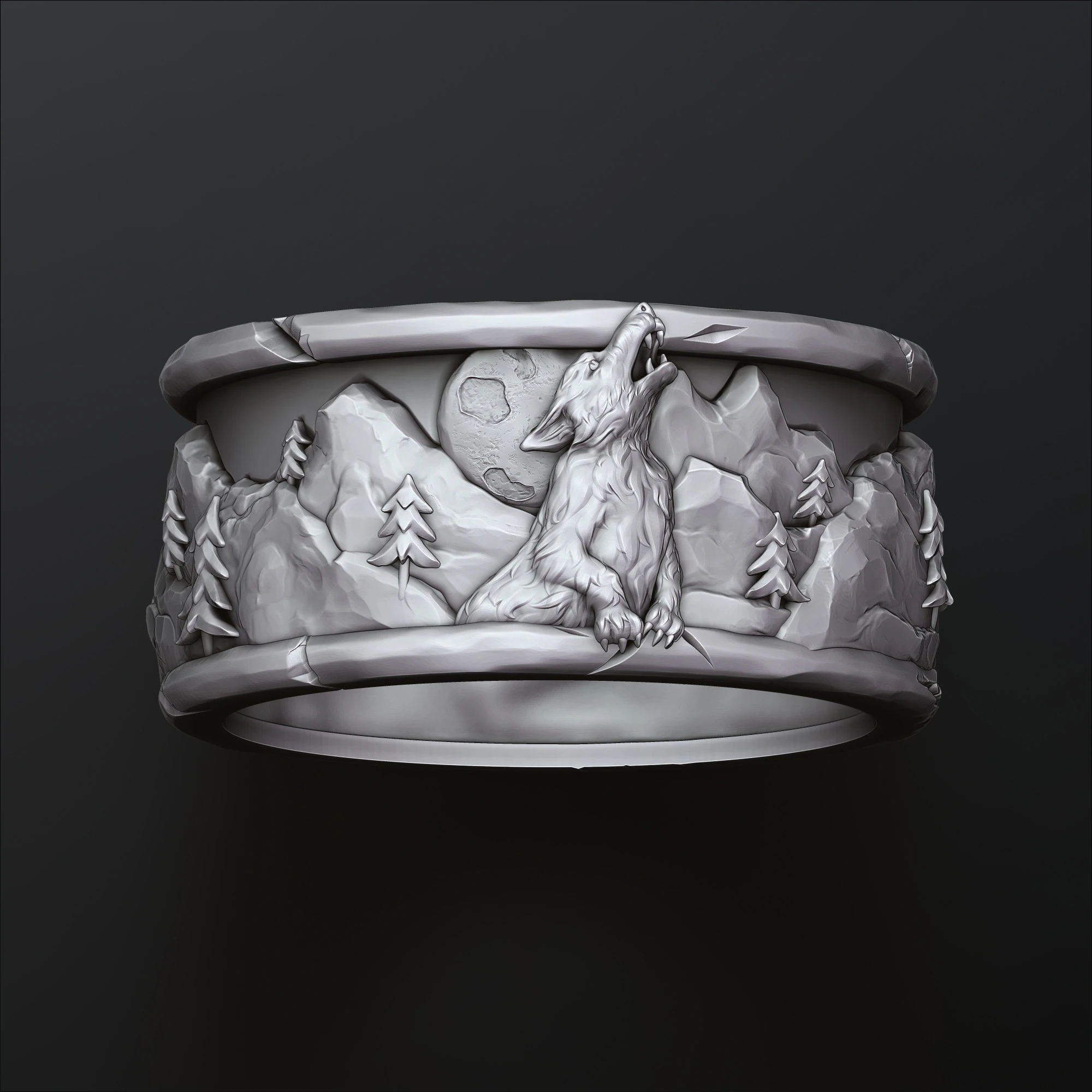 嚎叫狼环3D打印模型 3D 打印模型 .c4d .max .obj .3ds .fbx .stl .blend 