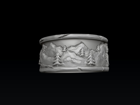Howling Wolf Ring 3D print model Modello di stampa 3D