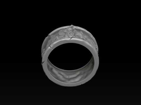 Howling Wolf Ring 3D print model Modello di stampa 3D