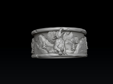 Howling Wolf Ring Pendant Collection 3D print model 3Dプリントモデル