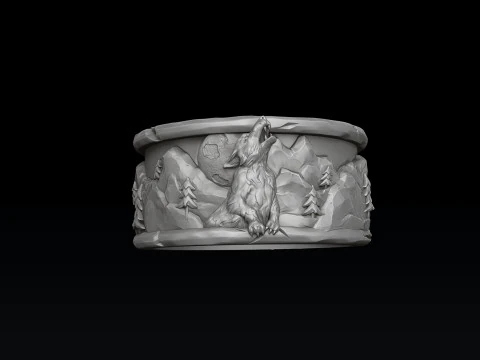 Modello di stampa 3D della collezione di pendenti con anello del lupo che ulula Modello di stampa 3D