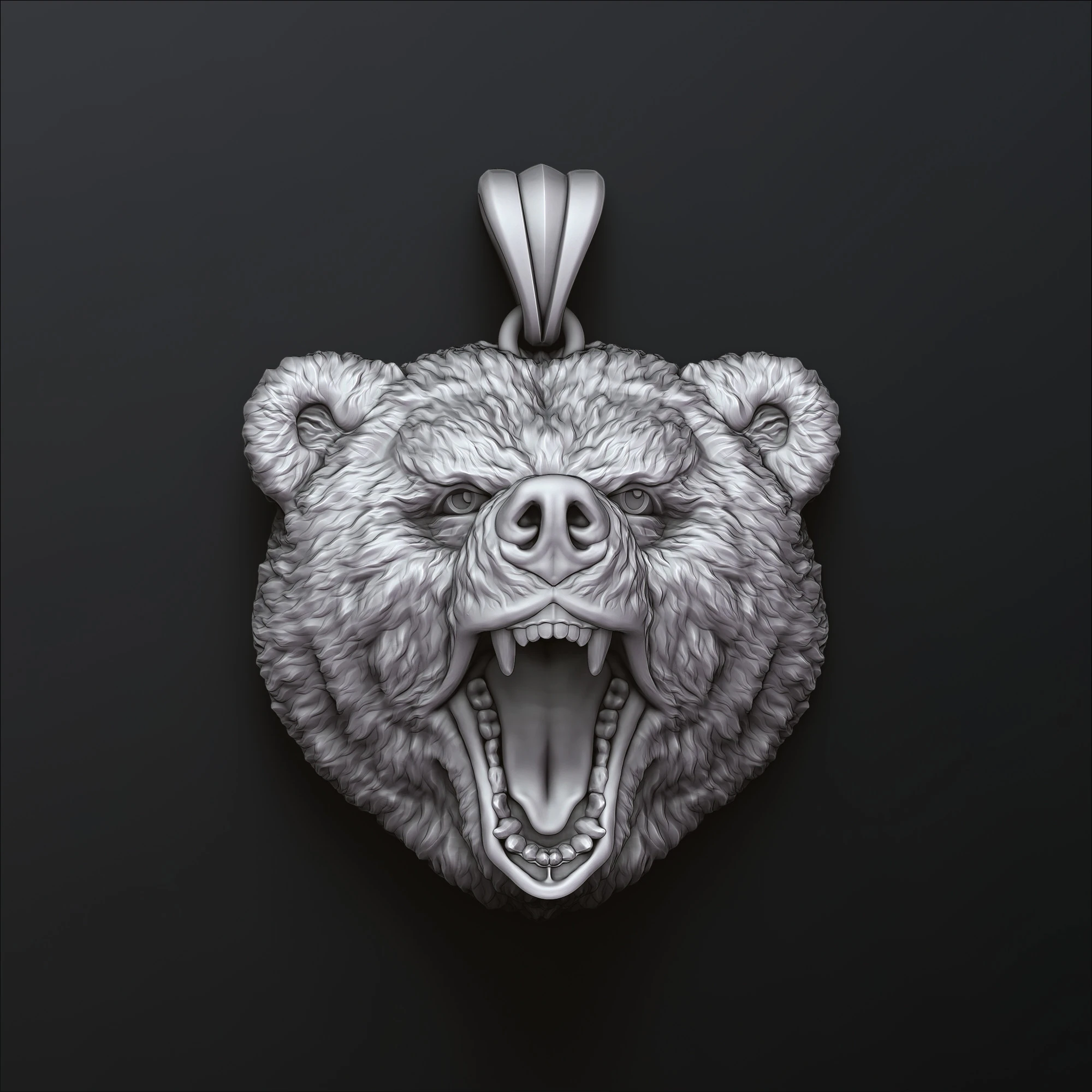 浅浮き彫りクマヘッドペンダント 3D プリントモデル 3Dプリントモデル .c4d .max .obj .3ds .fbx .stl .blend 