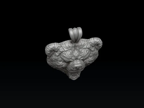 浅浮き彫りクマヘッドペンダント 3D プリントモデル 3Dプリントモデル