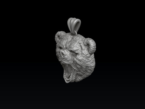 Basrelief Bear Head Pendant 3D print model 3Dプリントモデル