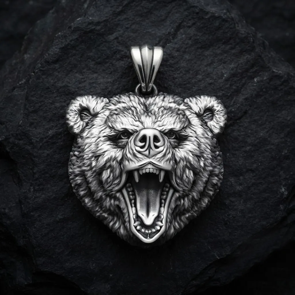 Basrelief Bear Head Pendant 3D print model 3D Print Model .c4d .max .obj .3ds .fbx .stl .blend