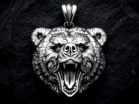 Basrelief Bear Head 펜던트 3D 프린트 모델 3D 프린트 모델