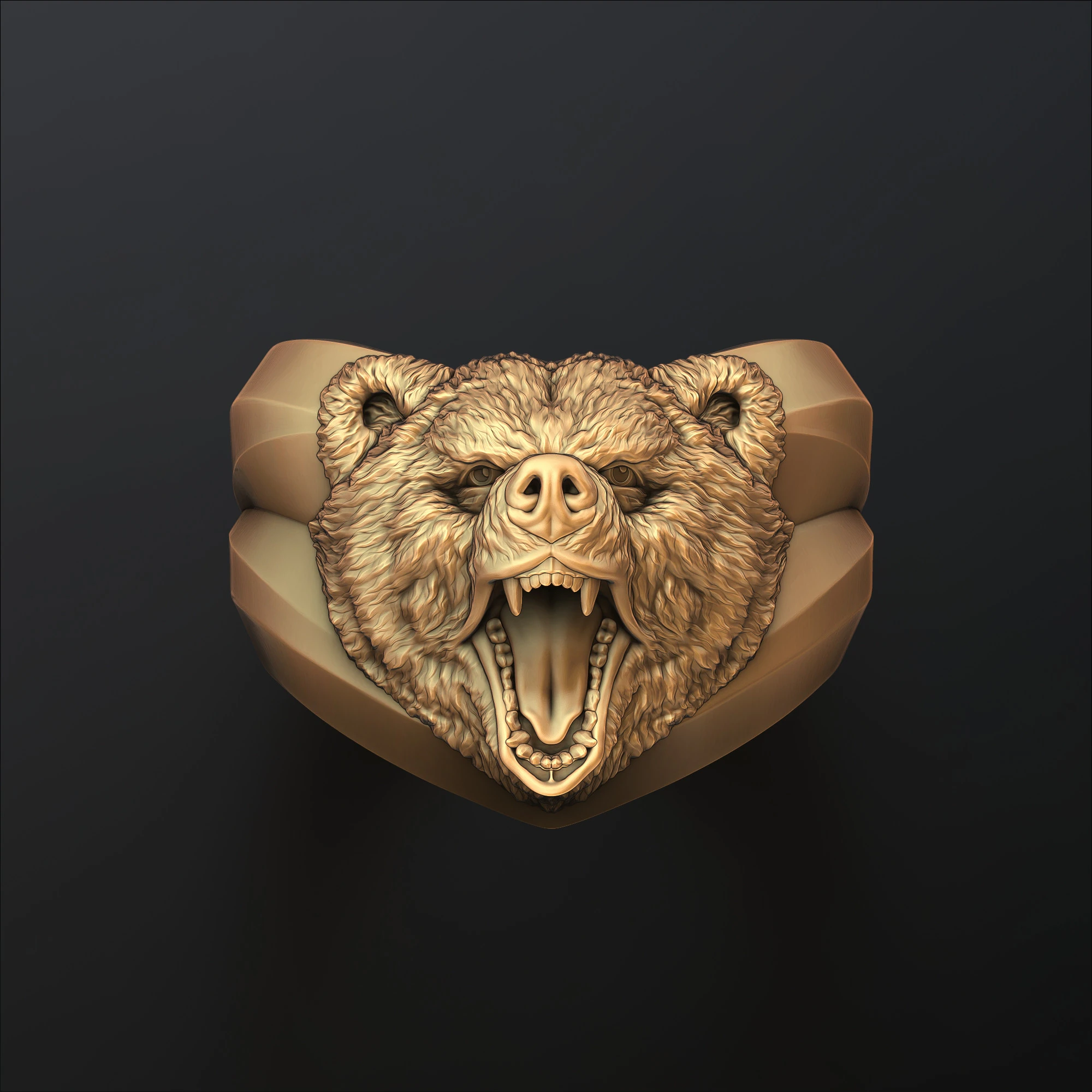 Basrelief Bear Head Ring 3D print model 3D Print Model .c4d .max .obj .3ds .fbx .stl .blend 
