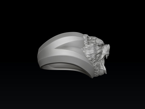 Basrelief Bear Head Ring 3D print model 3D-Druckmodell