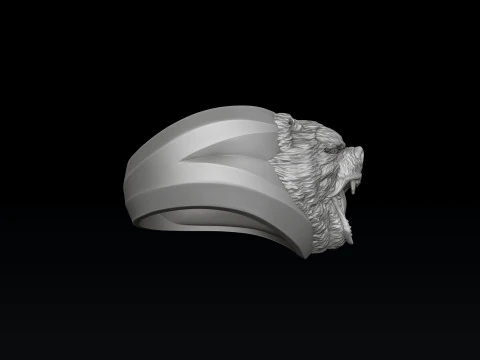 Basrelief Bear Head Ring 3D print model 3D Print Model