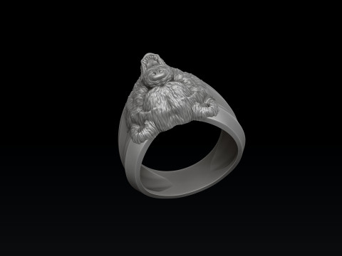 Basrelief Bear Head Ring 3D print model 3D-Druckmodell
