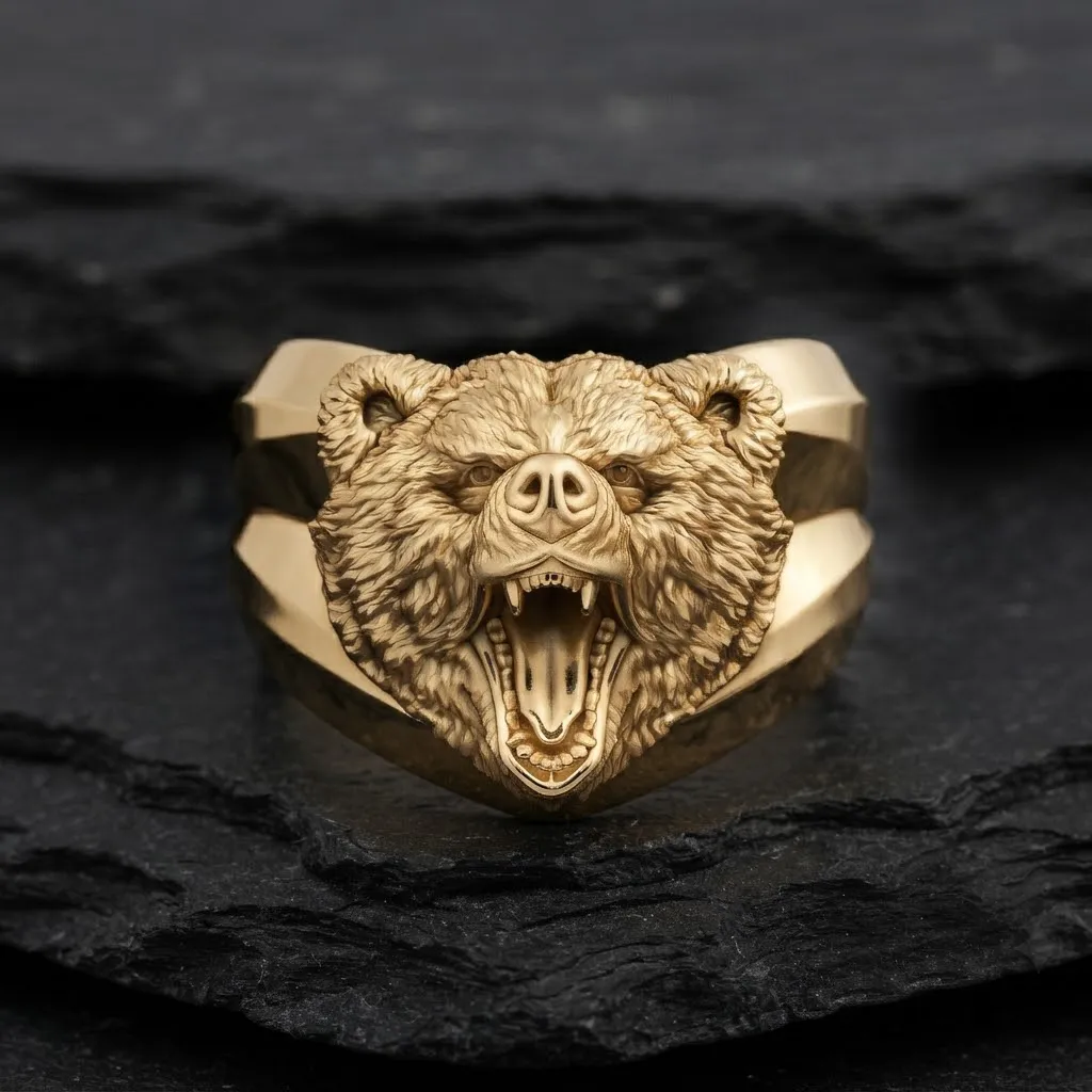 Basrelief Bear Head Ring 3D print model 3D Print Model .c4d .max .obj .3ds .fbx .stl .blend 