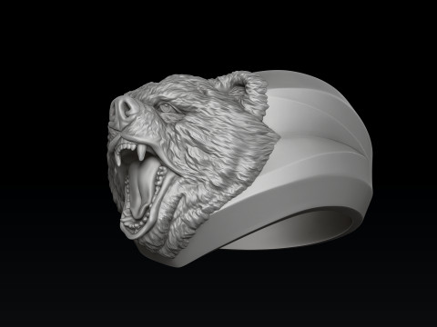 Basrelief Bear Head Ring And Pendant Set 3D print model 3Dプリントモデル