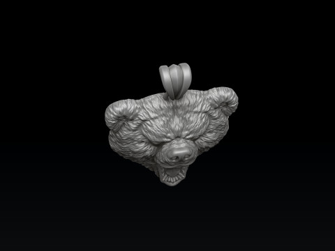 Basrelief Bear Head Ring And Pendant Set 3D print model 3Dプリントモデル