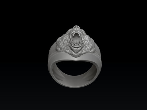 Basrelief Bear Head Ring And Pendant Set 3D print model 3Dプリントモデル