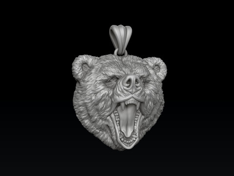 Basrelief Bear Head Ring And Pendant Set 3D print model 3Dプリントモデル