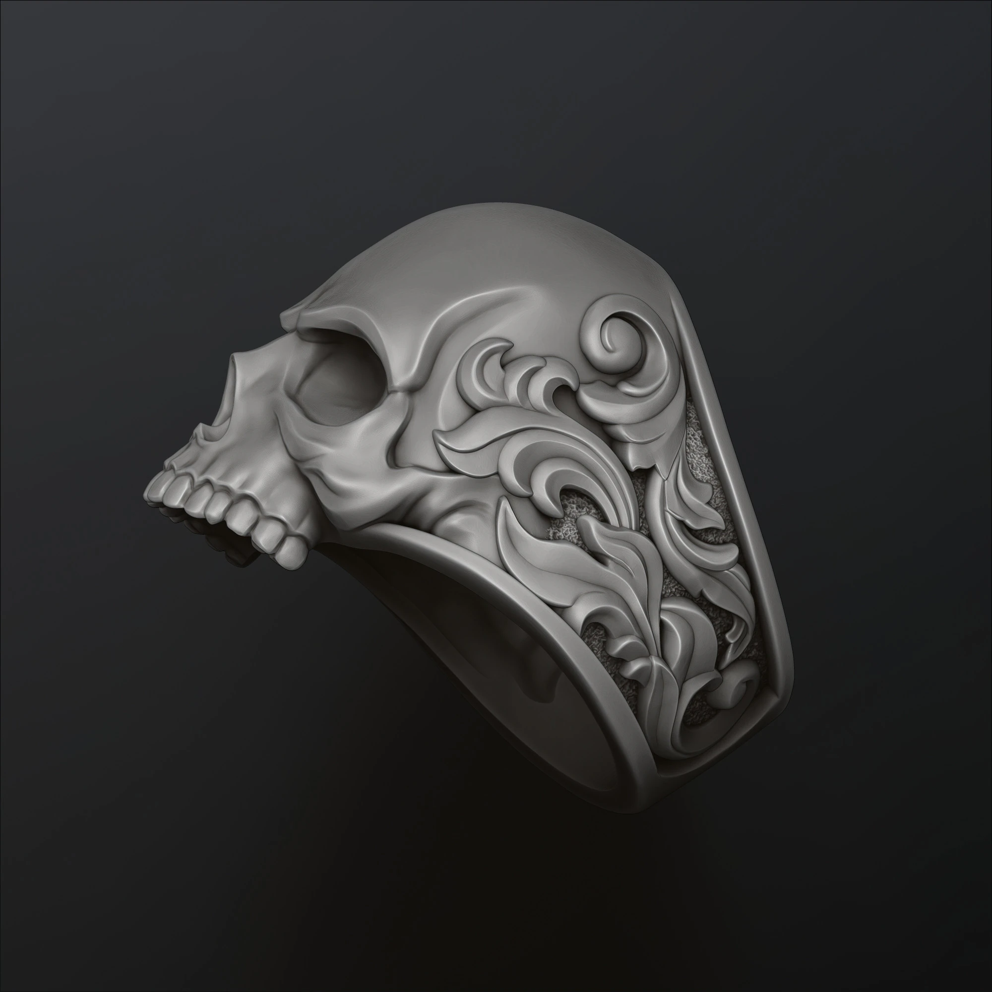 Ornamental Skull Ring 3D print model 3D Print Model .c4d .max .obj .3ds .fbx .stl .blend 