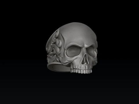 Ornamental Skull Ring 3D print model 3D Print Model
