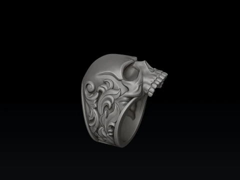 Ornamental Skull Ring 3D print model 3D Print Model