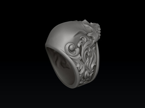 Ornamental Skull Ring 3D print model 3D 프린트 모델