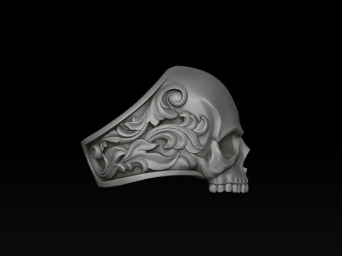 Ornamental Skull Ring 3D print model 3D 프린트 모델
