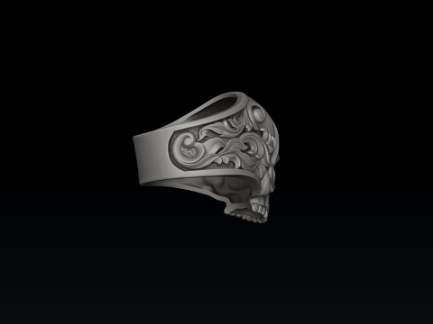 Ornamental Skull Ring 3D print model 3D 프린트 모델