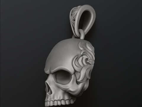 Ornamental Skull Pendant 3D print model 3Dプリントモデル