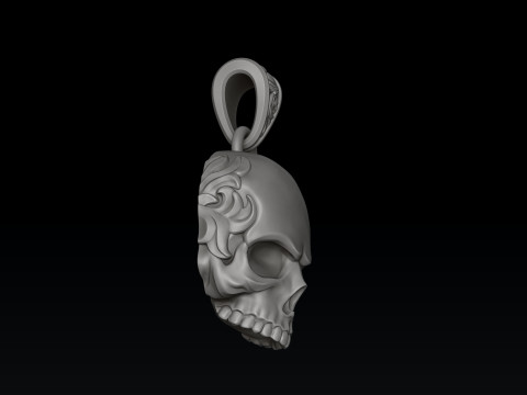 Ornamental Skull Pendant 3D print model Modelo de Impressão 3D