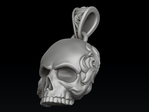 Ornamental Skull Pendant 3D print model Modelo de Impressão 3D