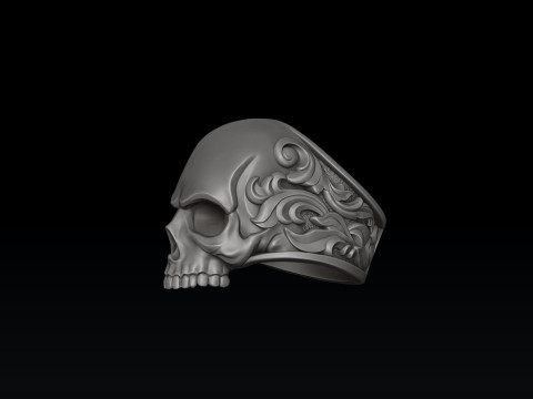 Ornamental Skull Pendant Ring Collection 3D print model Model Cetak 3D