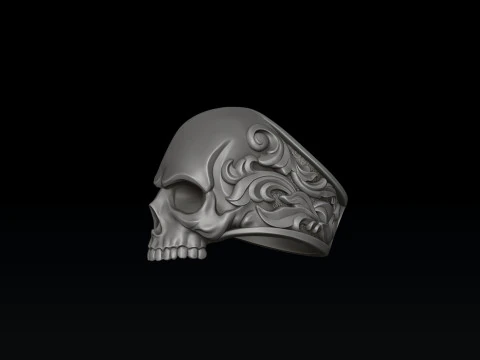 Ornamental Skull Pendant Ring Collection 3D print model 3D Print Model