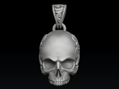 Ornamental Skull Pendant Ring Collection 3D print model 3D Print Model