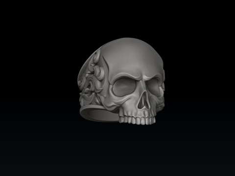 Ornamental Skull Pendant Ring Collection 3D print model Model Cetak 3D