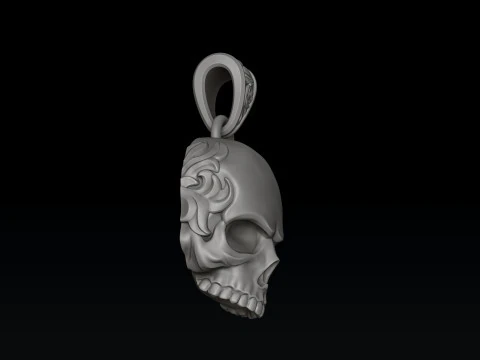 Ornamental Skull Pendant Ring Collection 3D print model 3D Print Model