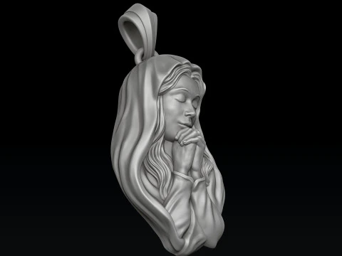 聖聖母マリア ペンダント 3D プリント モデル 3Dプリントモデル