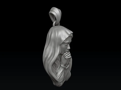 聖聖母マリア ペンダント 3D プリント モデル 3Dプリントモデル