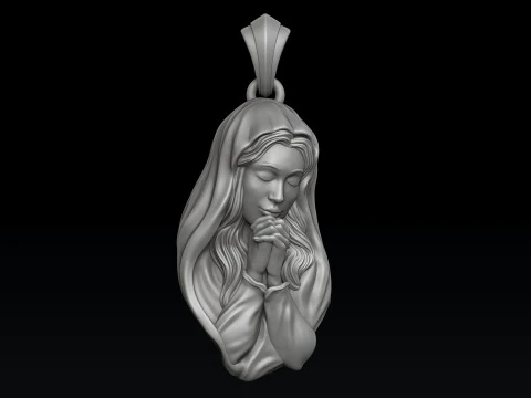 聖聖母マリア ペンダント 3D プリント モデル 3Dプリントモデル